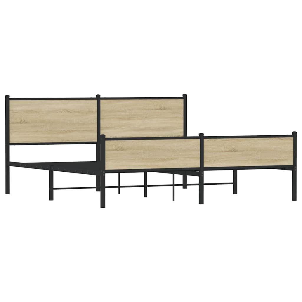 Metalni okvir kreveta bez madraca boja hrasta sonome 183x213 cm