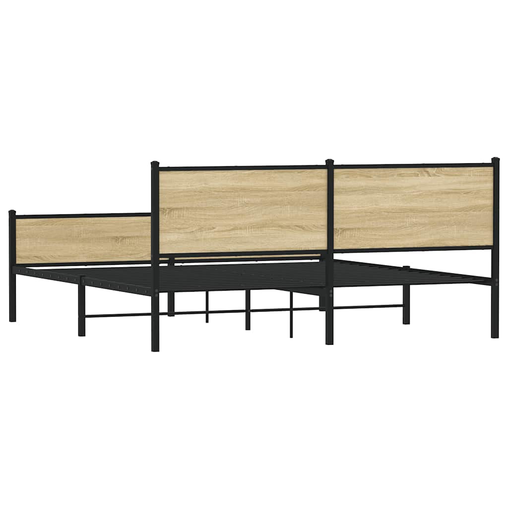 Metalni okvir kreveta bez madraca boja hrasta sonome 183x213 cm
