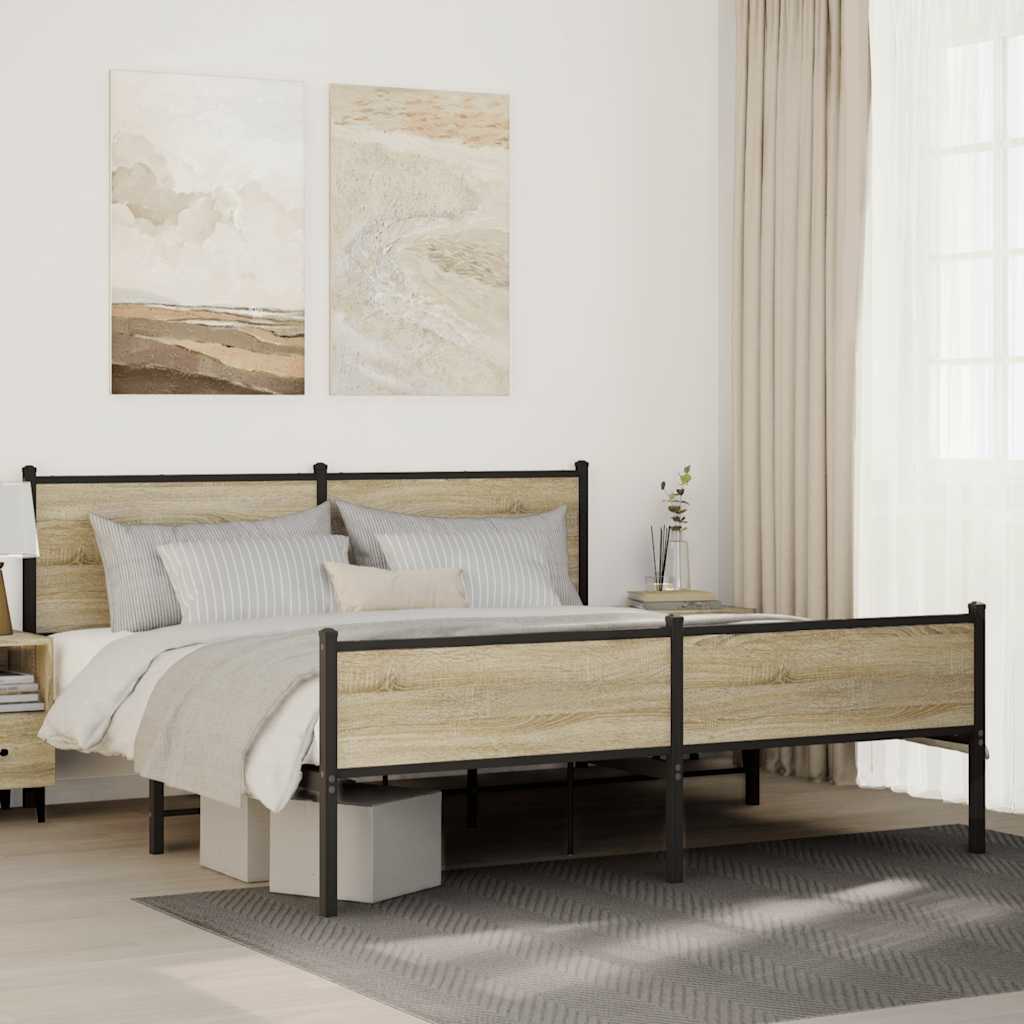 Metalni okvir kreveta bez madraca boja hrasta sonome 183x213 cm