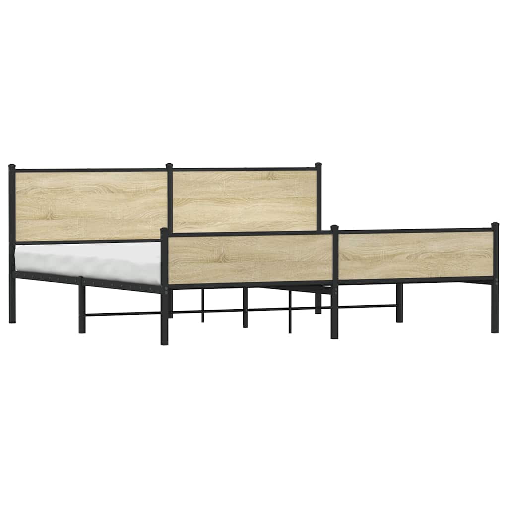 Metalni okvir kreveta bez madraca boja hrasta sonome 193x203 cm