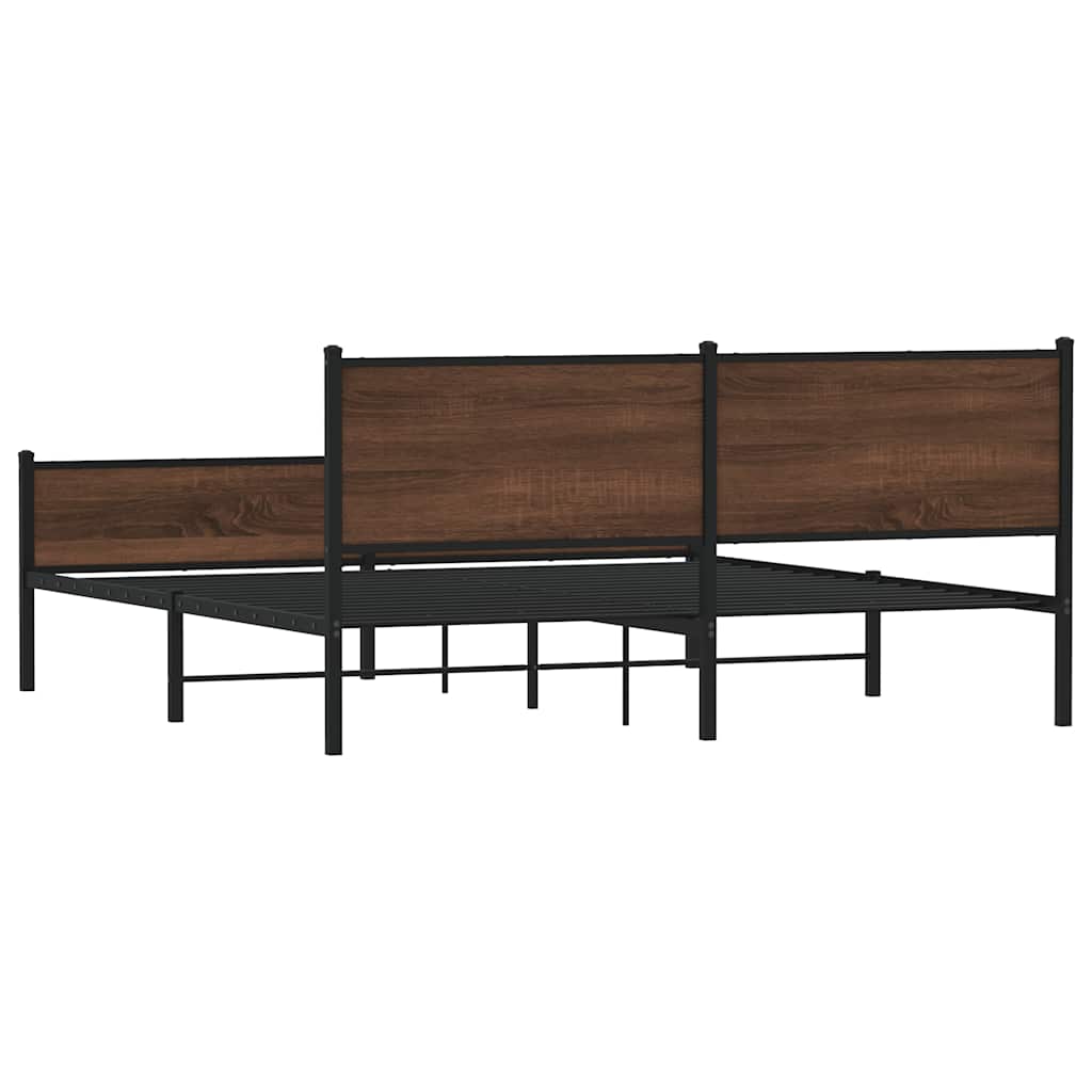 Metalni okvir kreveta bez madraca smeđa boja hrasta 160x200 cm
