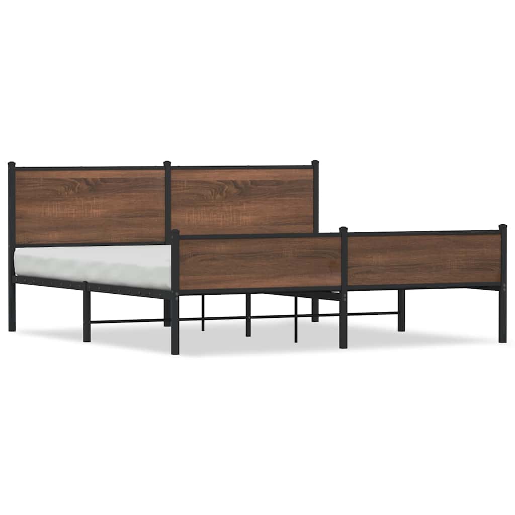 Metalni okvir kreveta bez madraca smeđa boja hrasta 180x200 cm