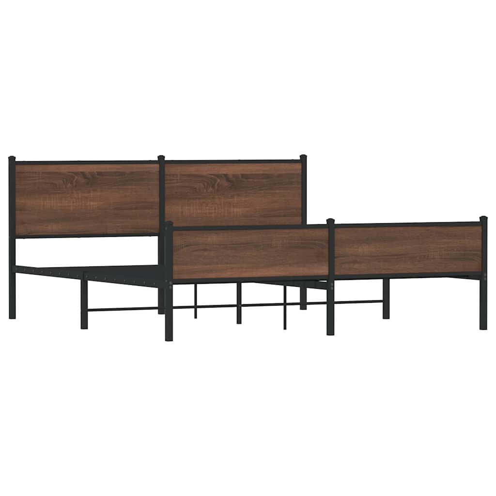 Metalni okvir kreveta bez madraca smeđa boja hrasta 180x200 cm