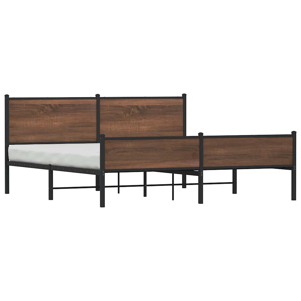 Metalni okvir kreveta bez madraca smeđa boja hrasta 183x213 cm
