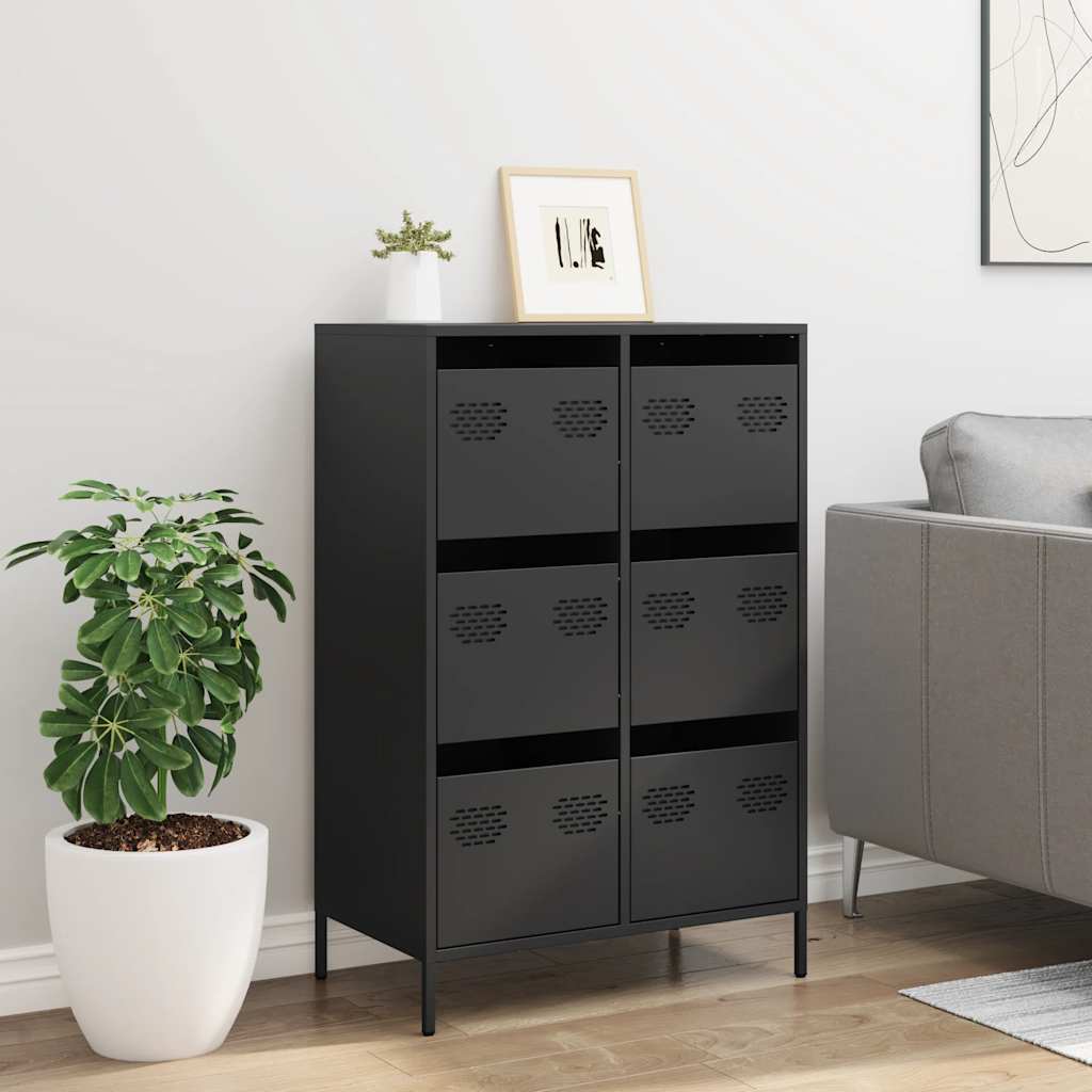 Visoka komoda crna 68 x 39 x 101,5 cm od čelika