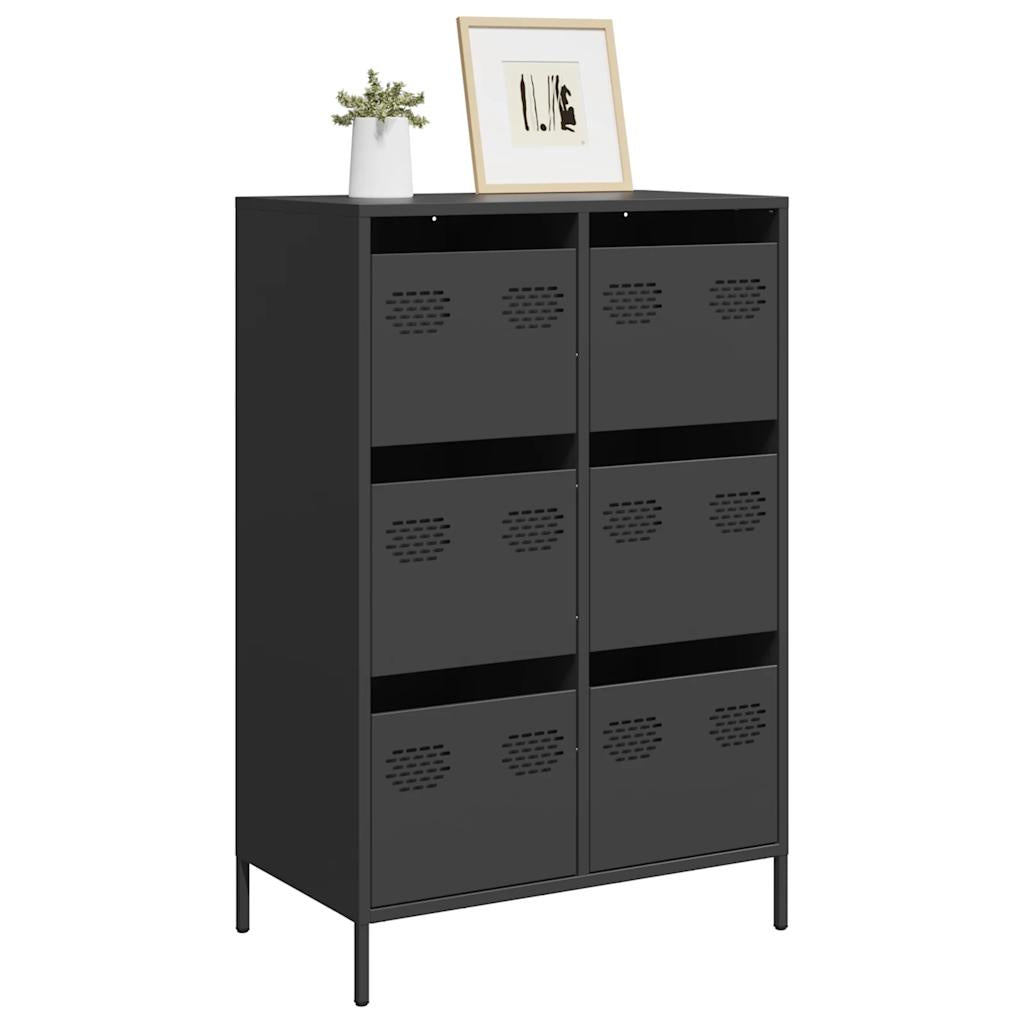 Visoka komoda crna 68 x 39 x 101,5 cm od čelika