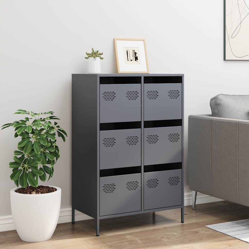 Visoka komoda antracit 68x39x101,5 cm od čelika