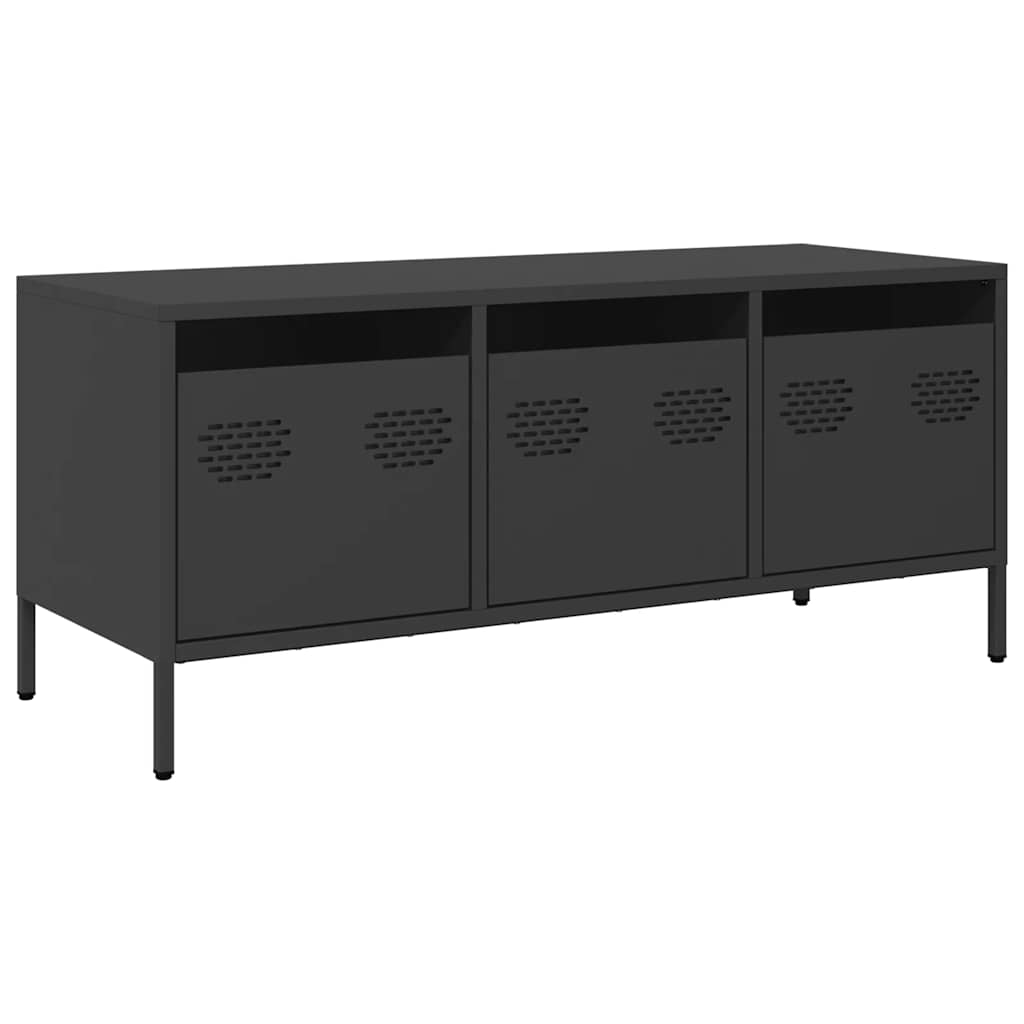 TV ormarić crni 101,5x39x43,5 cm hladno valjani čelik