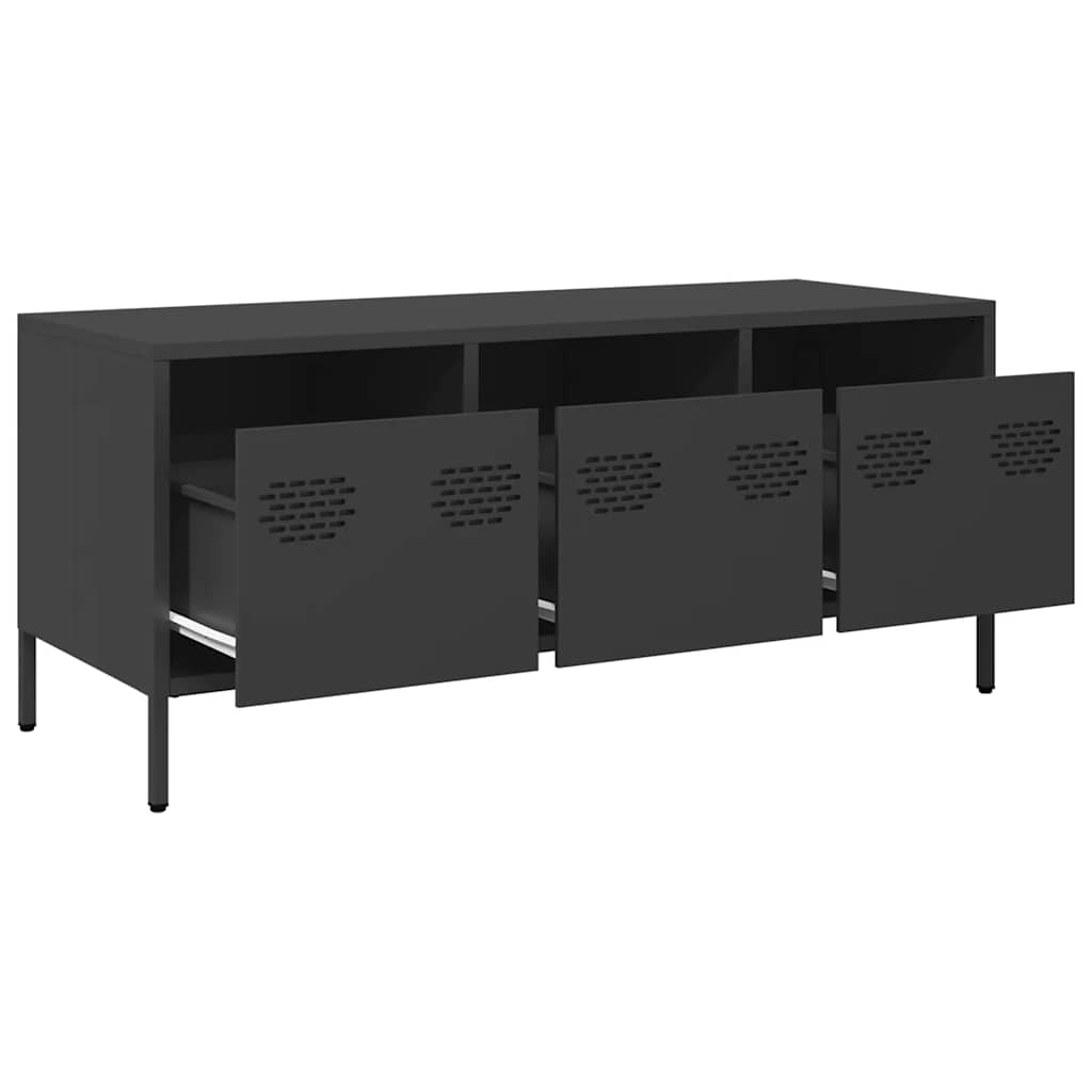 TV ormarić crni 101,5x39x43,5 cm hladno valjani čelik