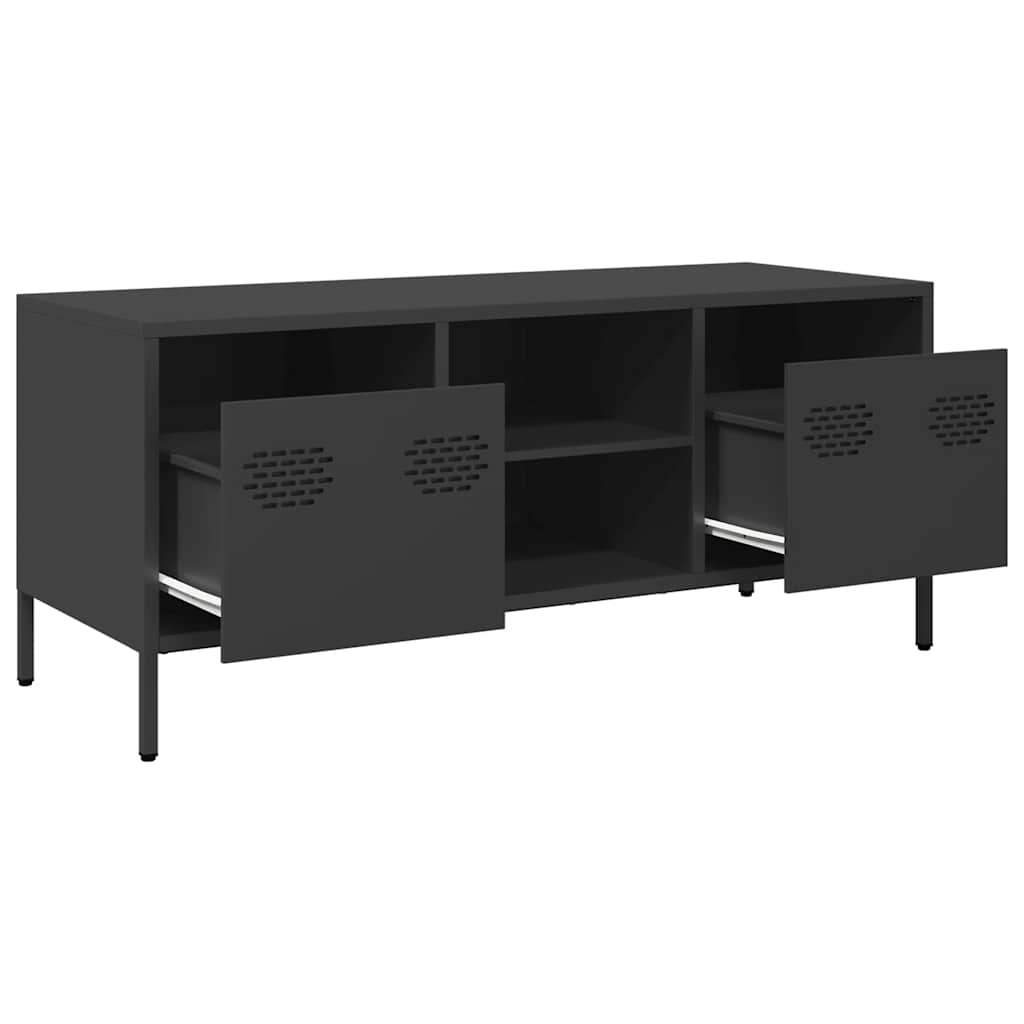 TV ormarić crni 101,5x39x43,5 cm hladno valjani čelik