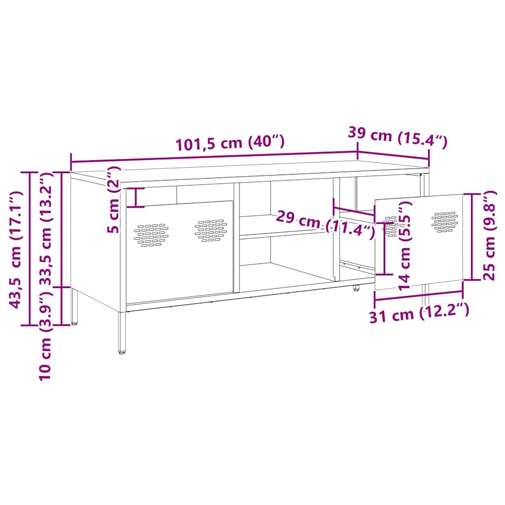 TV ormarić boja senfa 101,5x39x43,5 cm čelični