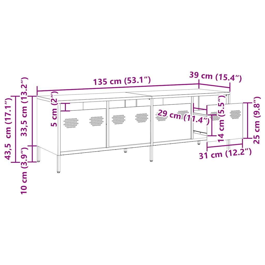 TV ormarić boja senfa 135x39x43,5 cm čelični