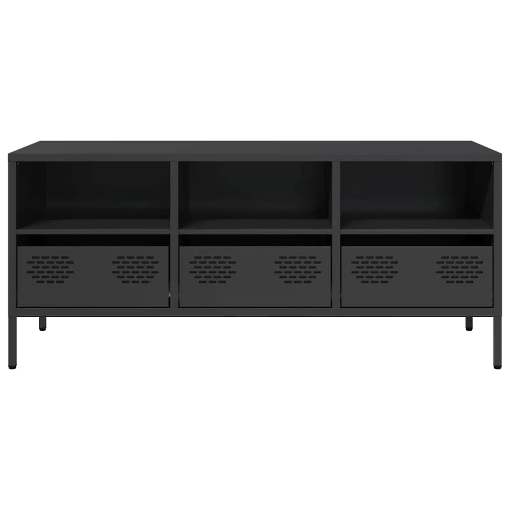 TV ormarić crni 101,5x39x43,5 cm hladno valjani čelik