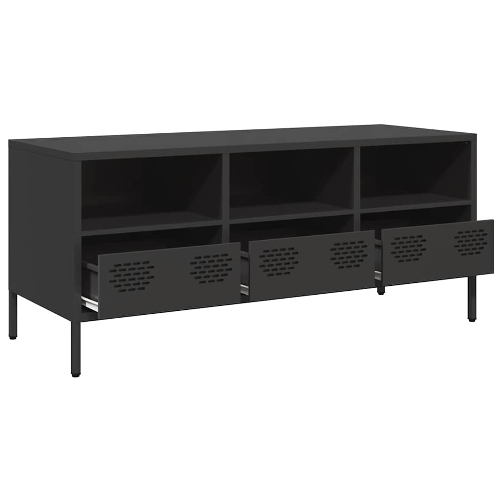 TV ormarić crni 101,5x39x43,5 cm hladno valjani čelik