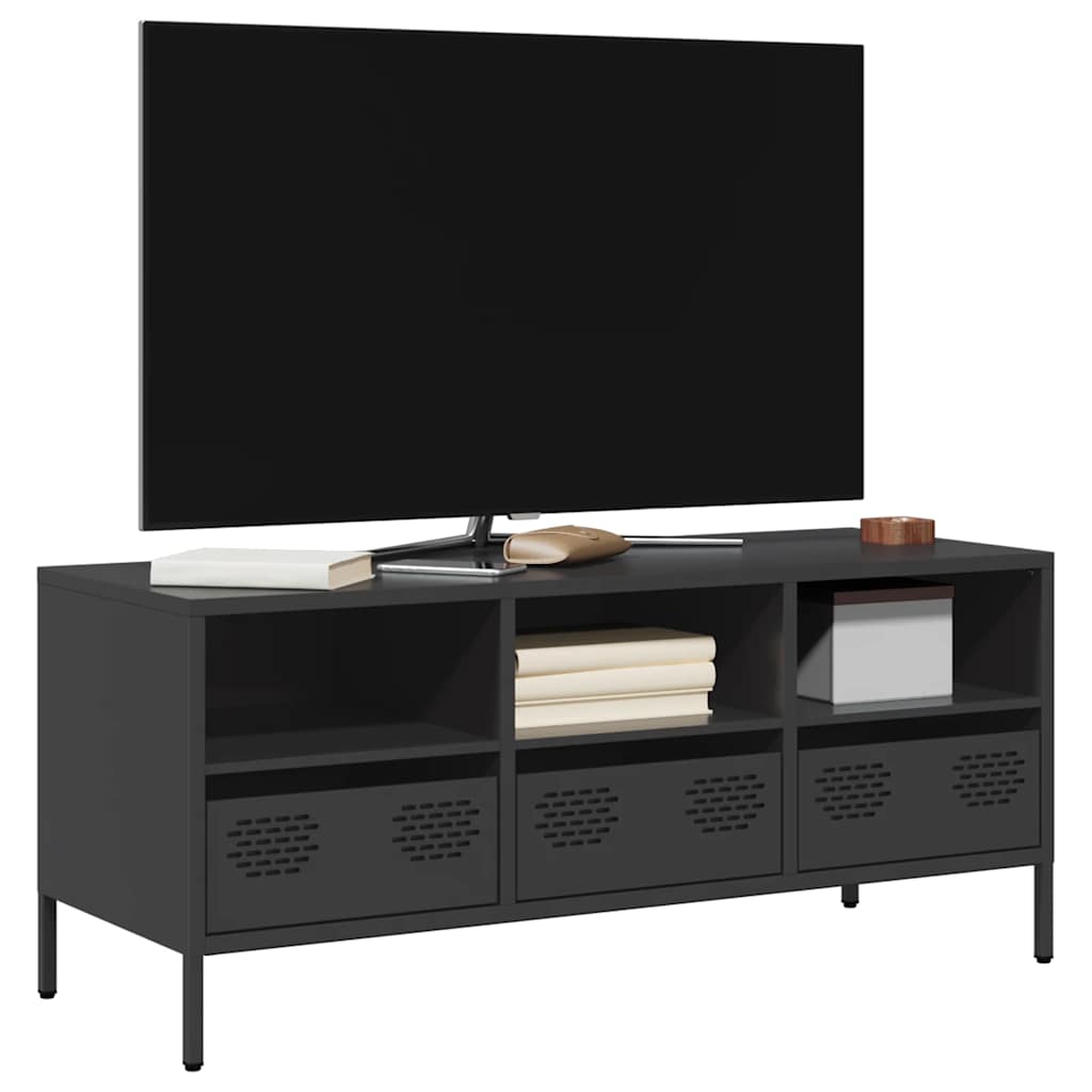 TV ormarić crni 101,5x39x43,5 cm hladno valjani čelik