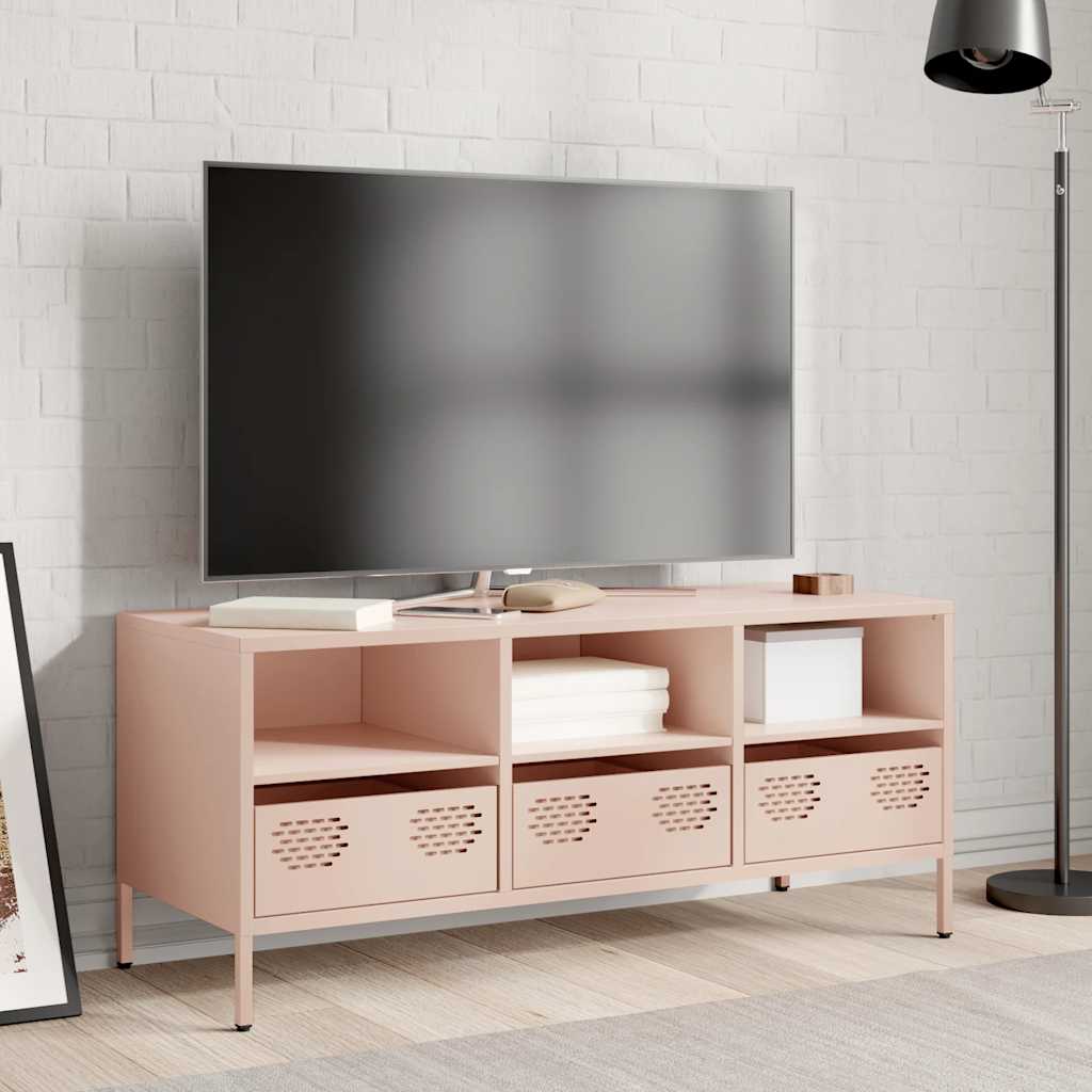 TV ormarić ružičasti 101,5 x 39 x 43,5 cm hladno valjani čelik