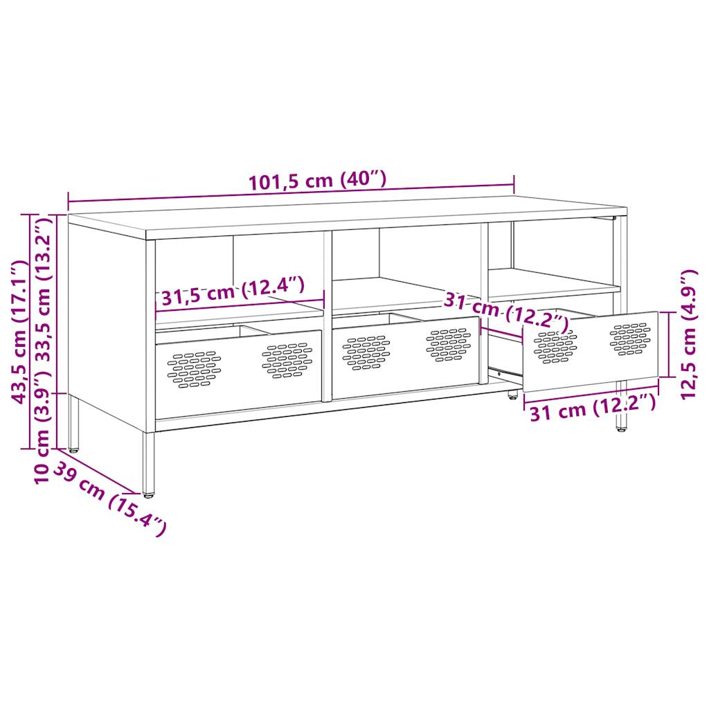 TV ormarić antracit 101,5 x 39 x 43,5 cm hladno valjani čelik