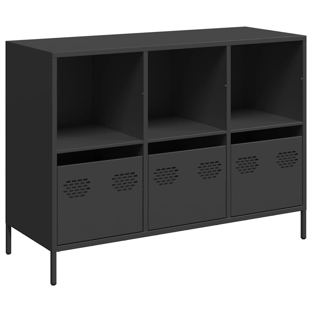 Komoda crna 101,5x39x73,5 cm hladno valjani čelik