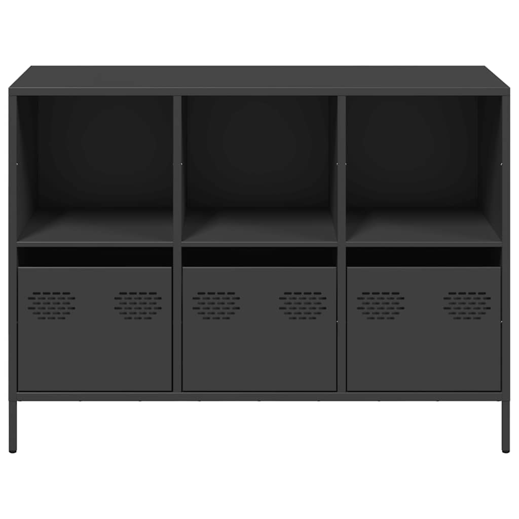 Komoda crna 101,5x39x73,5 cm hladno valjani čelik