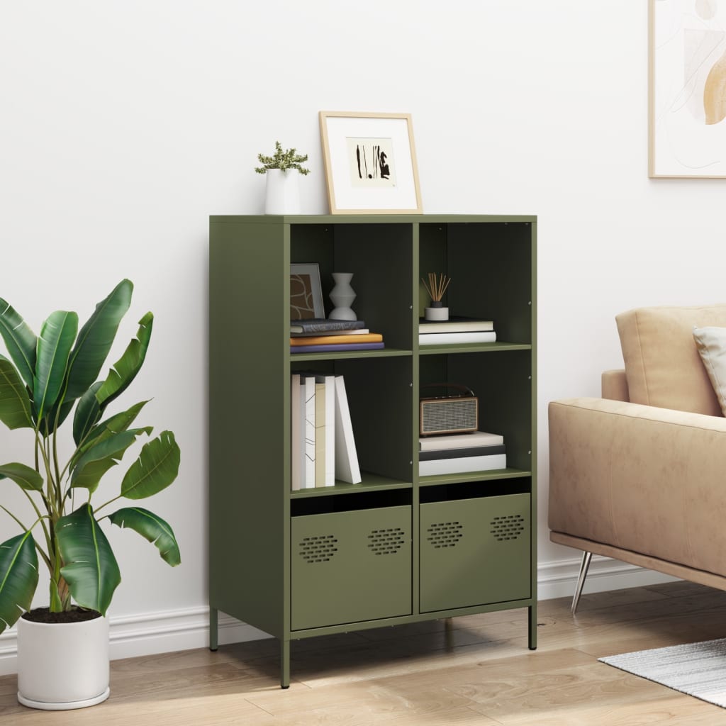 Visoka komoda maslinastozeleni 68x39x103,5 cm od čelika