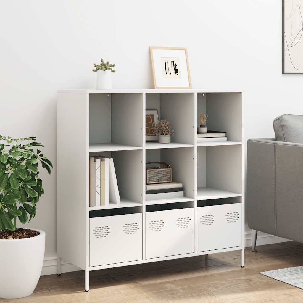 Visoka komoda bijela 101,5x39x103,5 cm čelična