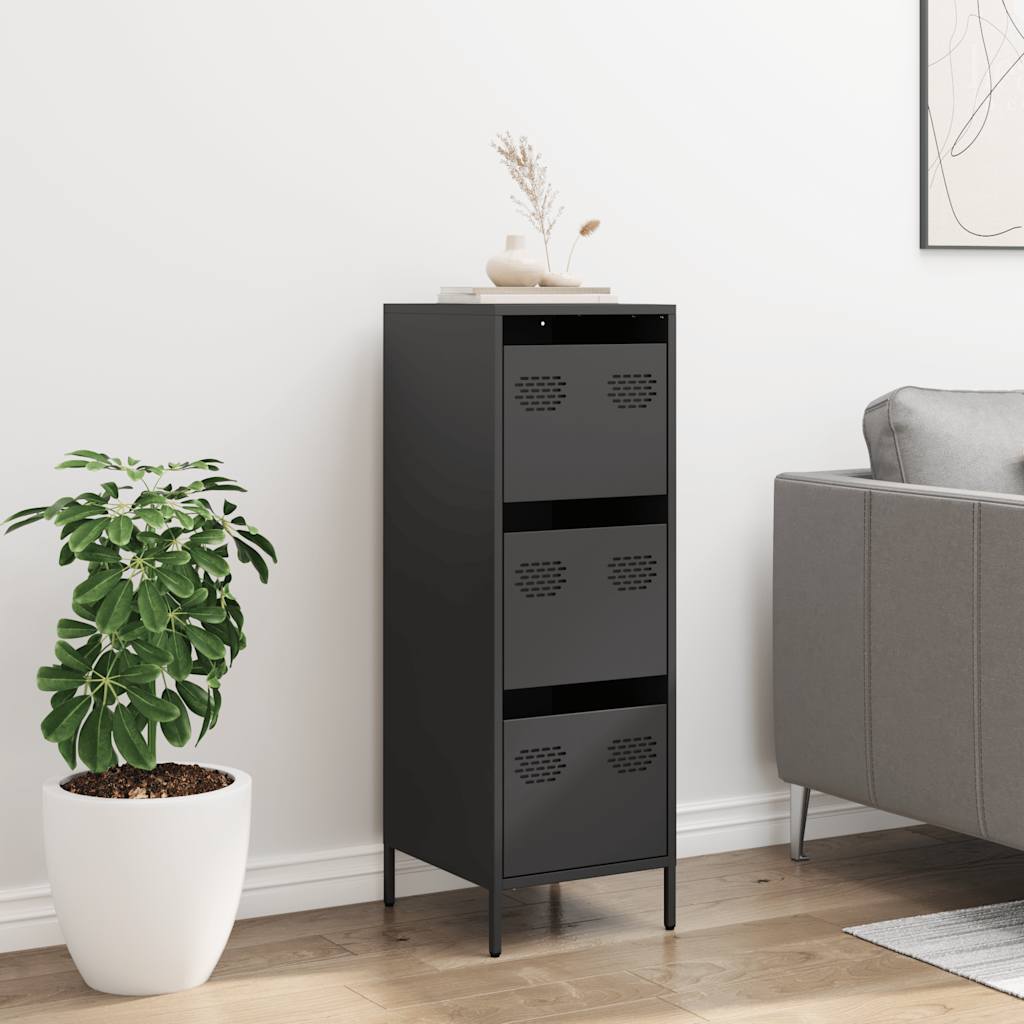 Visoka komoda crna 39x35x103,5 cm čelična