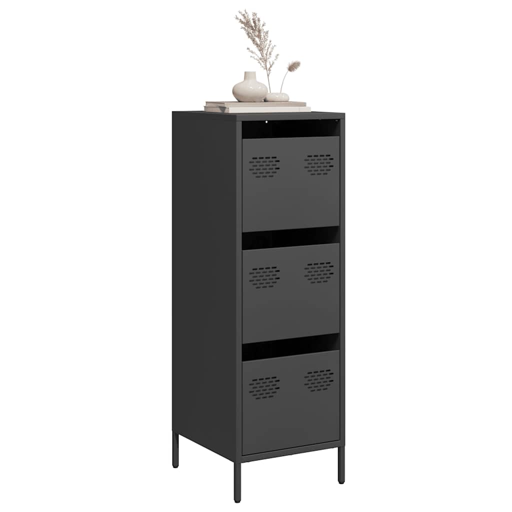 Visoka komoda crna 39x35x103,5 cm čelična