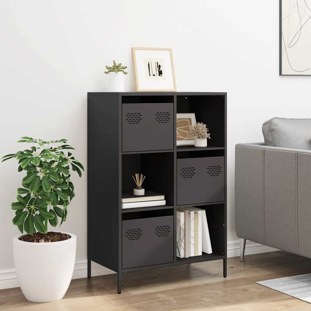 Visoka komoda crna 68x39x103,5 cm od čelika
