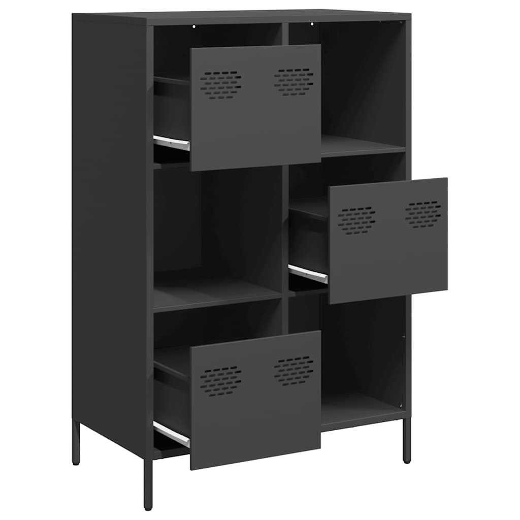 Visoka komoda crna 68x39x103,5 cm od čelika