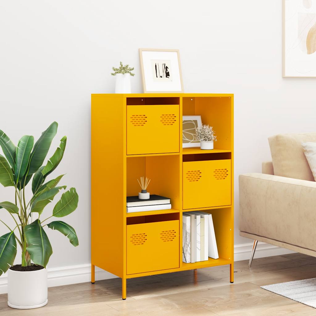 Visoka komoda boja senfa 68x39x103,5 cm od čelika