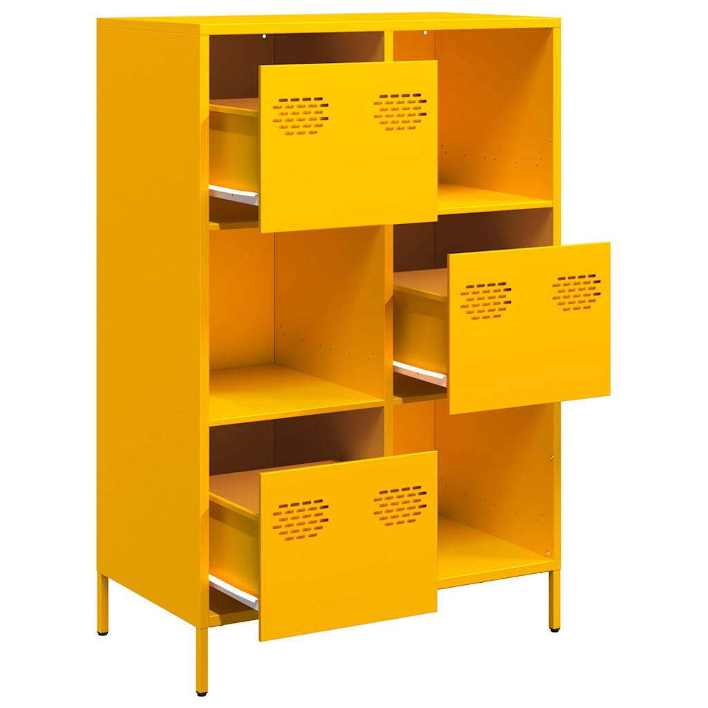 Visoka komoda boja senfa 68x39x103,5 cm od čelika