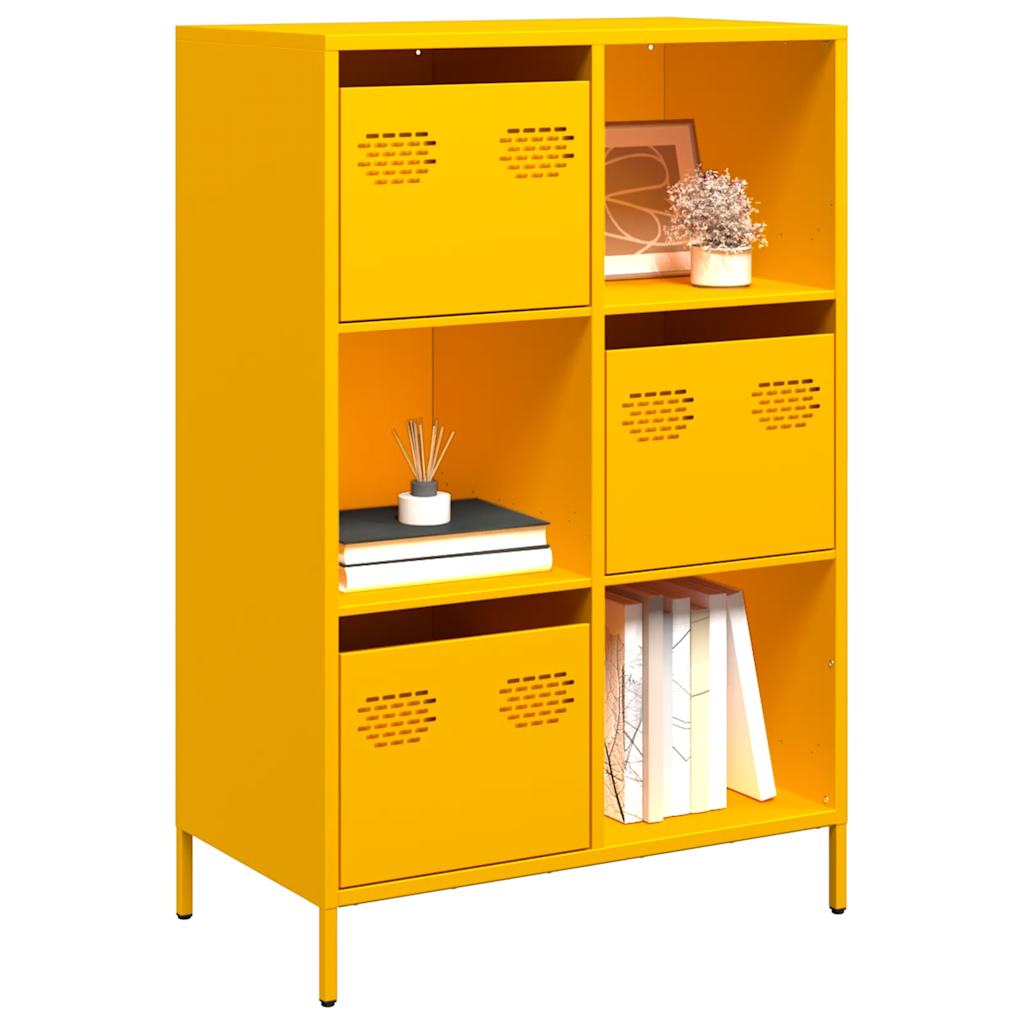 Visoka komoda boja senfa 68x39x103,5 cm od čelika