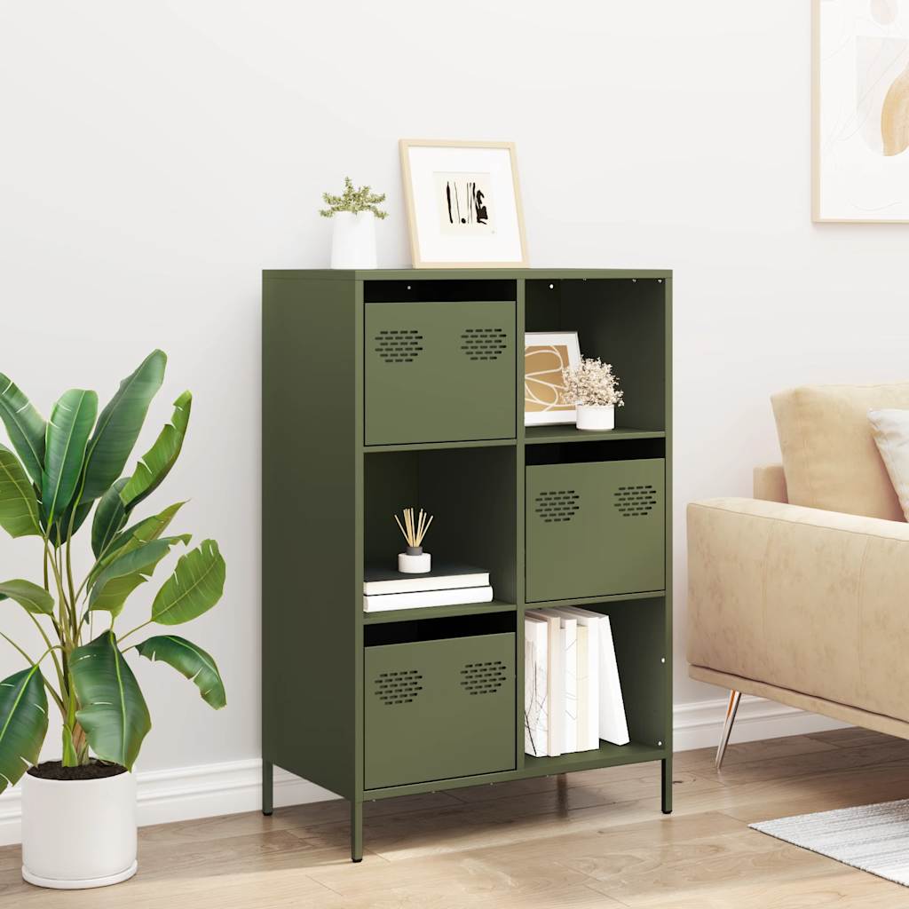 Visoka komoda maslinastozeleni 68x39x103,5 cm od čelika