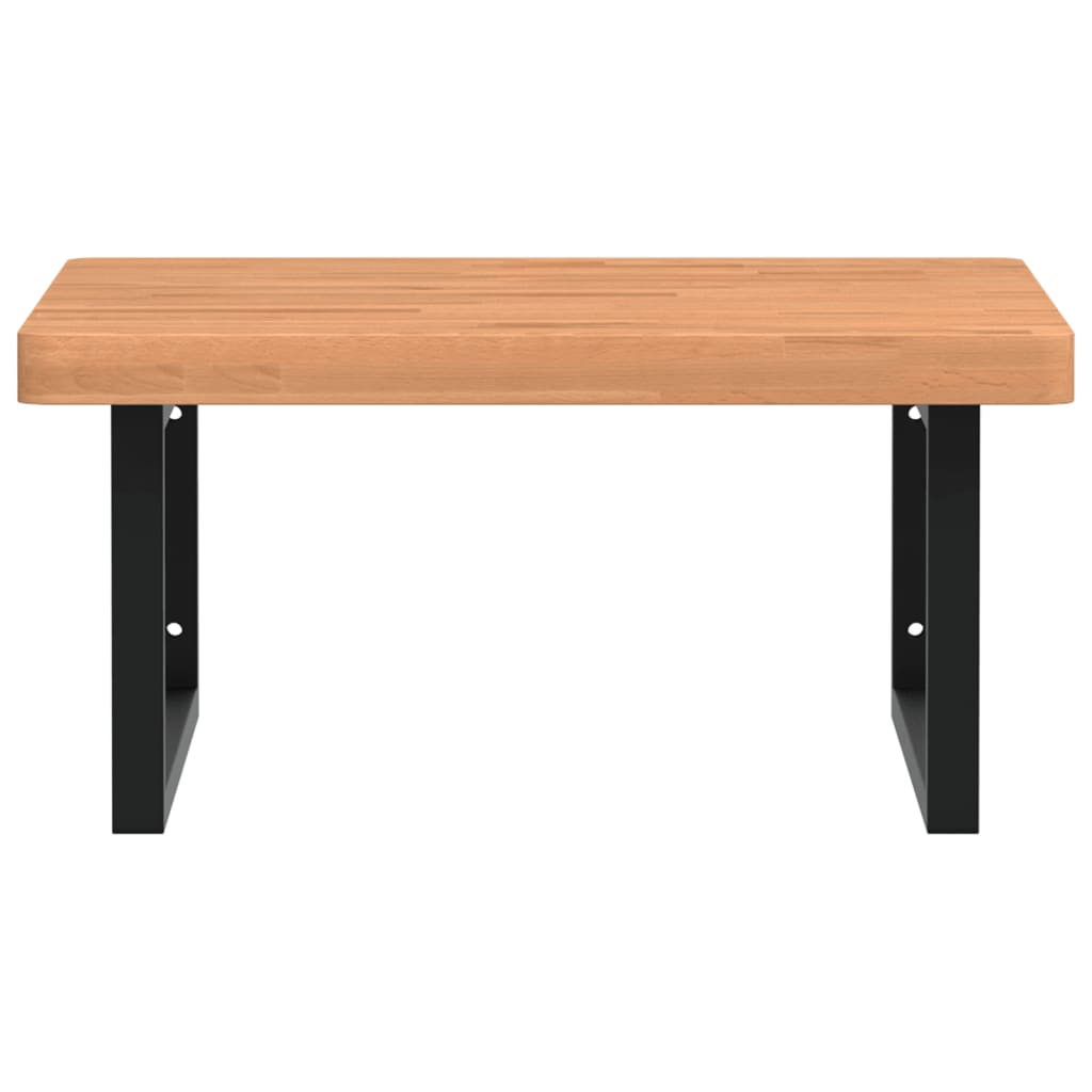 Zidna polica za umivaonik od čelika i masivne bukovine