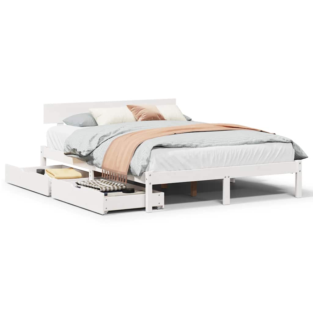 Okvir kreveta bez madraca bijeli 120 x 200 cm masivna borovina