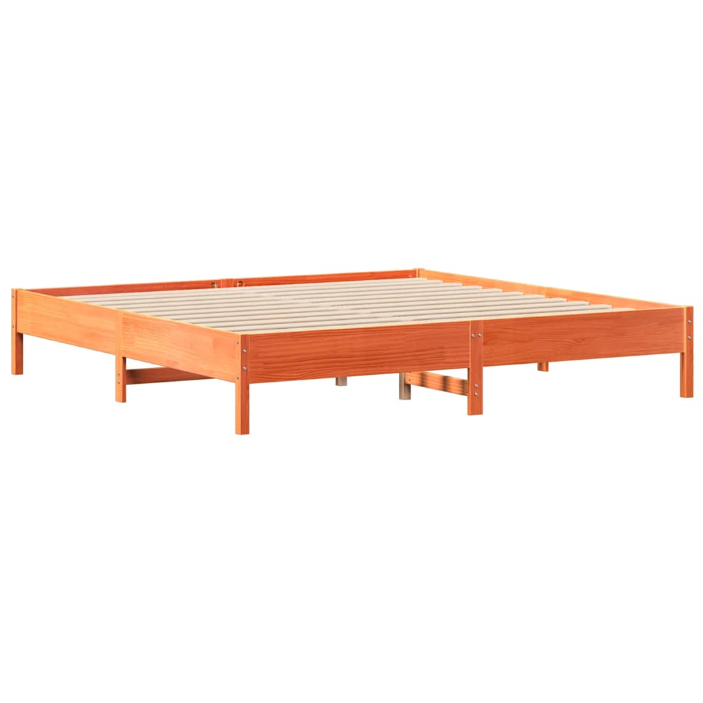 Okvir kreveta bez madraca voštano smeđi 200x200 cm od borovine