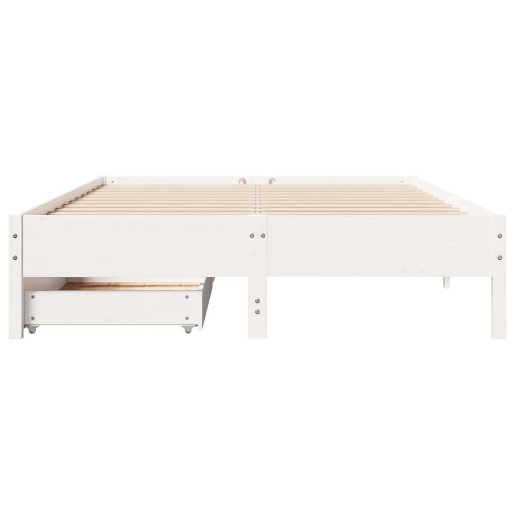 Okvir kreveta bez madraca bijeli 140 x 190 cm masivna borovina
