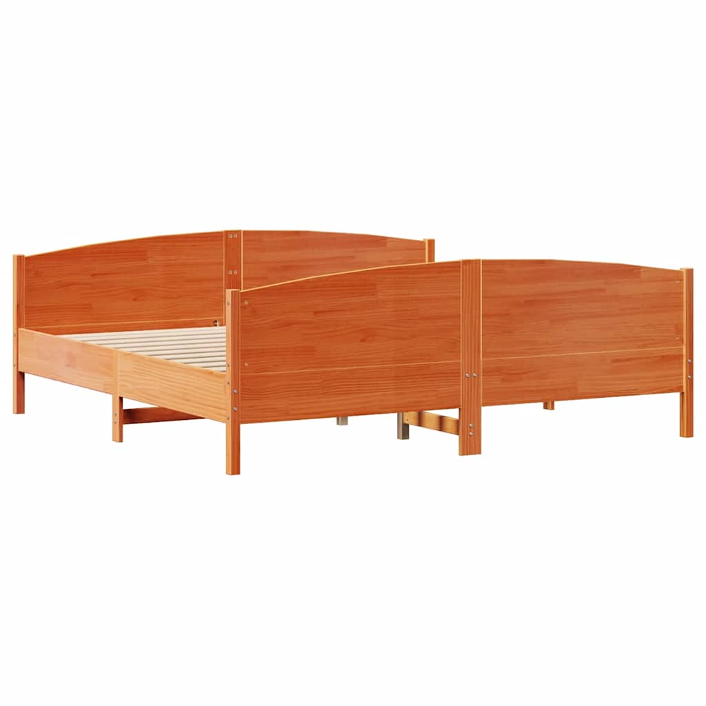 Okvir kreveta bez madraca voštano smeđi 200x200 cm od borovine