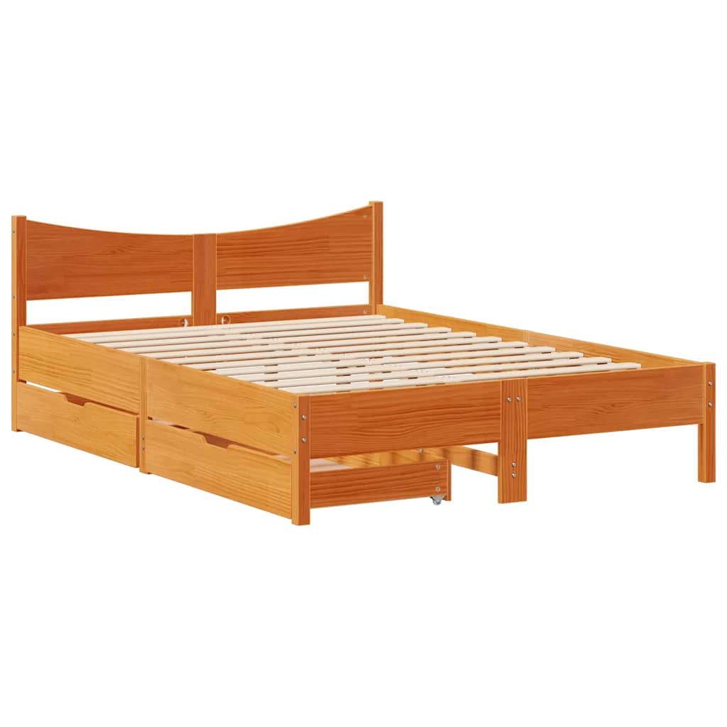 Okvir kreveta s ladicama 140 x 190 cm od masivne borovine