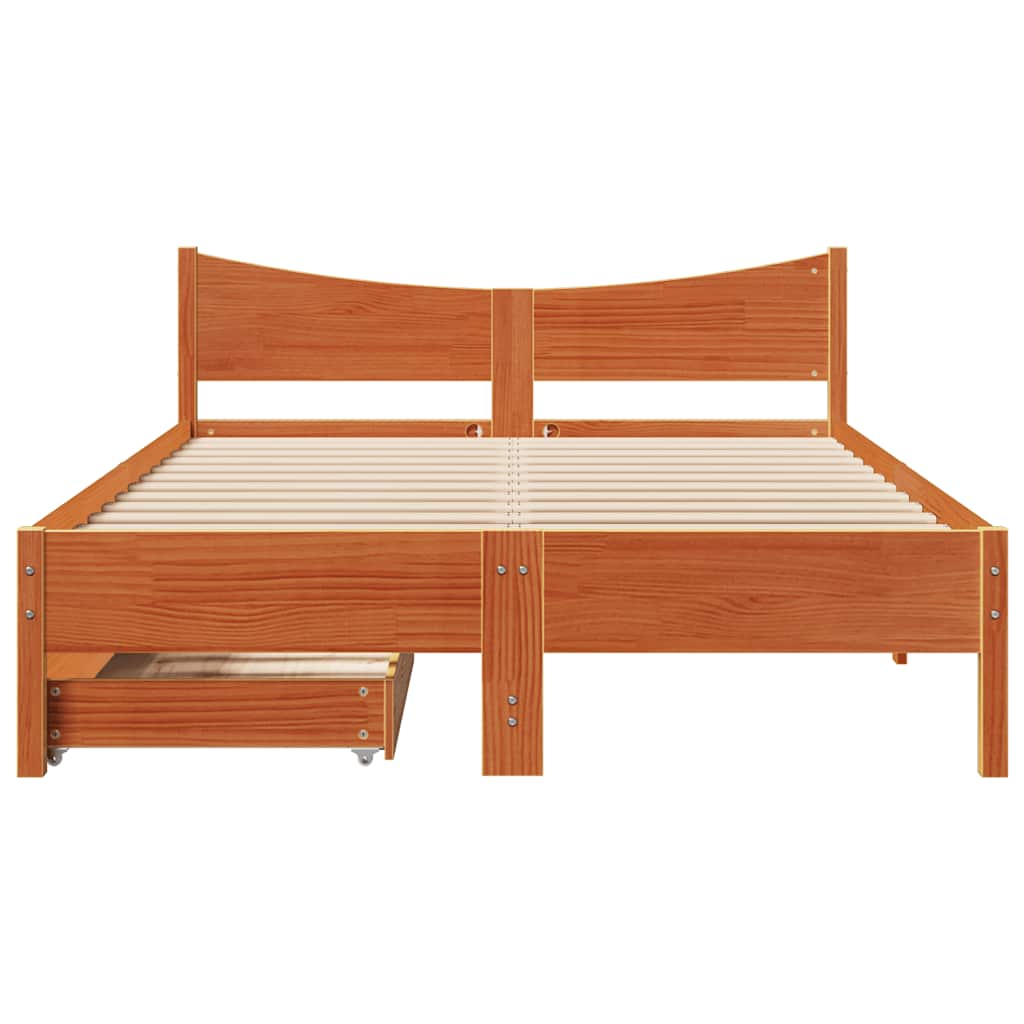 Okvir kreveta s ladicama 140 x 190 cm od masivne borovine