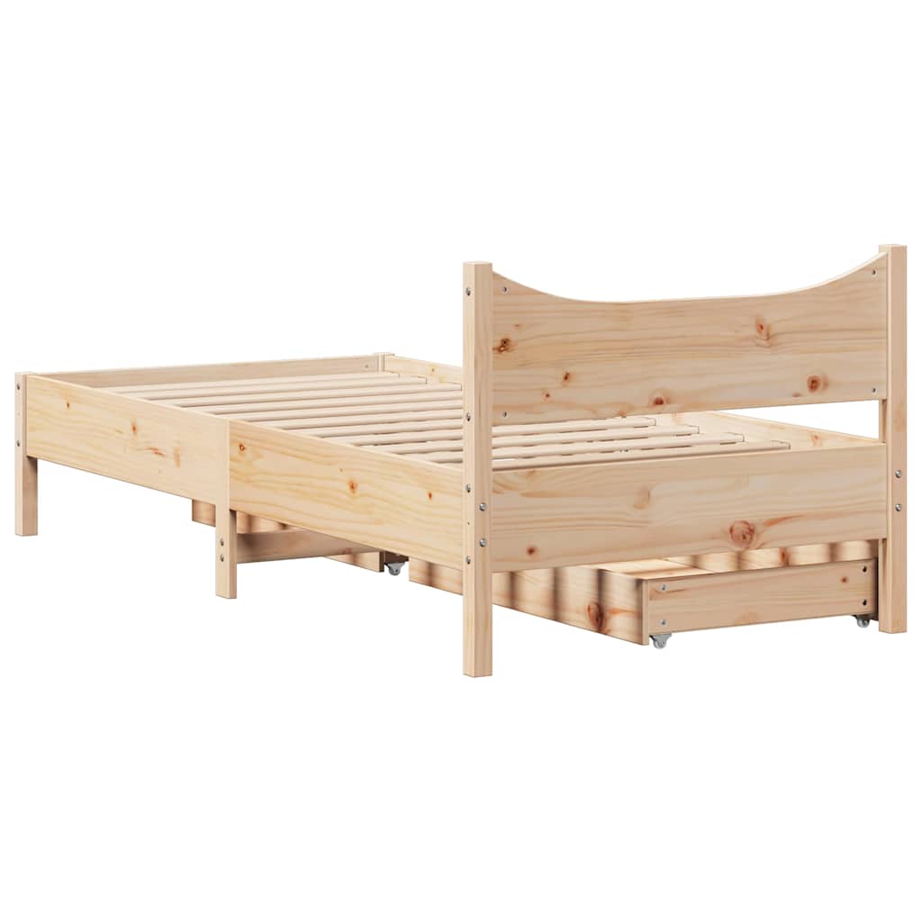 Okvir kreveta s ladicama 75x190 cm od borovine