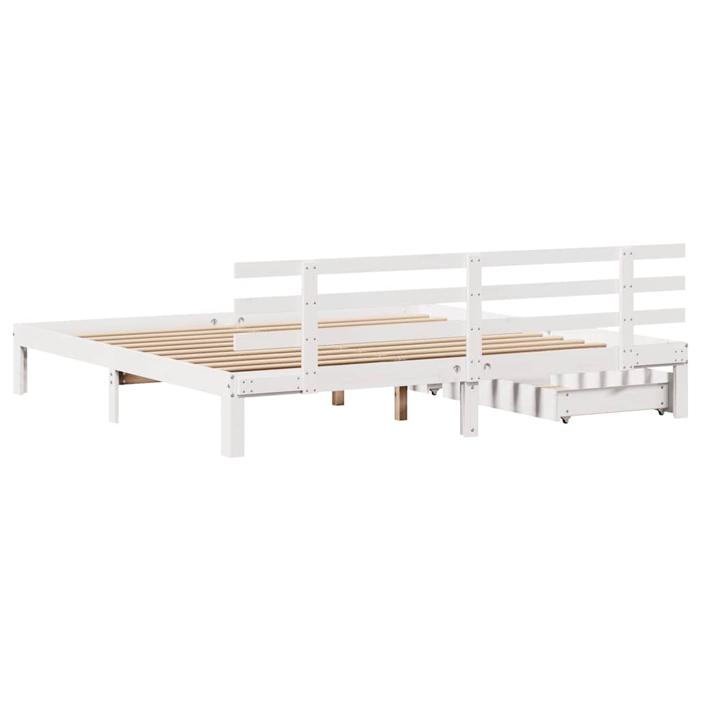 Okvir kreveta s ladicama bez madraca bijeli 200x200 cm