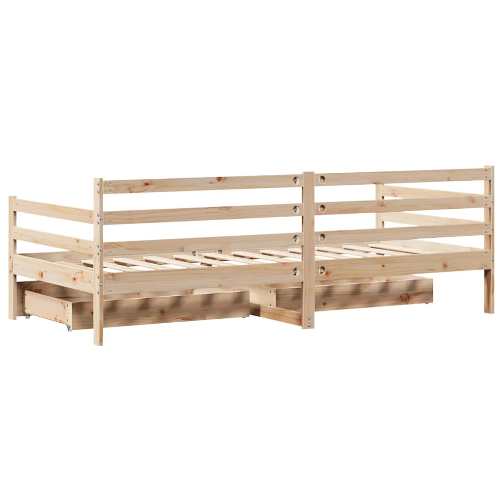 Dnevni krevet s ladicama bez madraca bijeli 80x200 cm masivno drvo