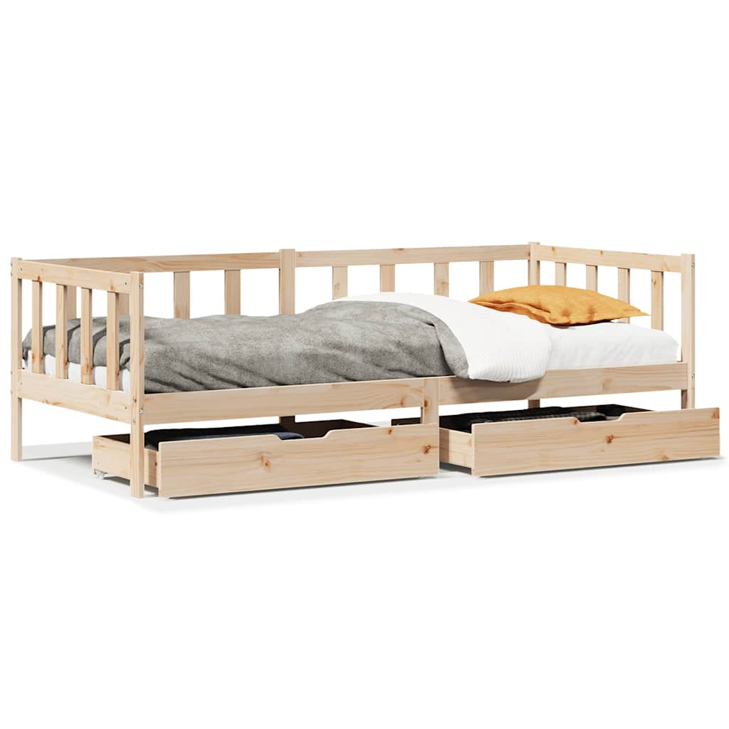 Dnevni krevet s ladicama bez madraca 90 x 190 cm masivno drvo