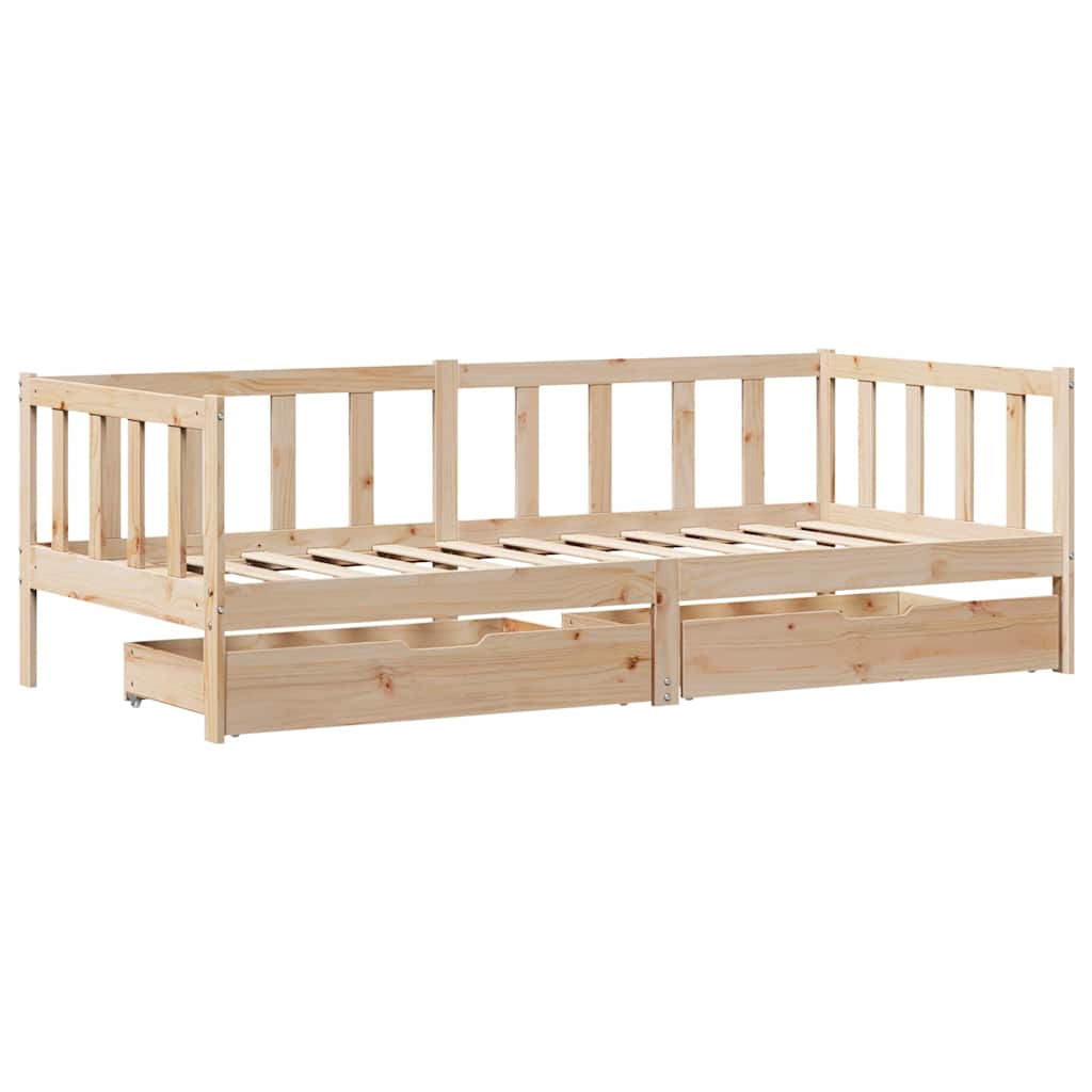 Dnevni krevet s ladicama bez madraca 90 x 190 cm masivno drvo