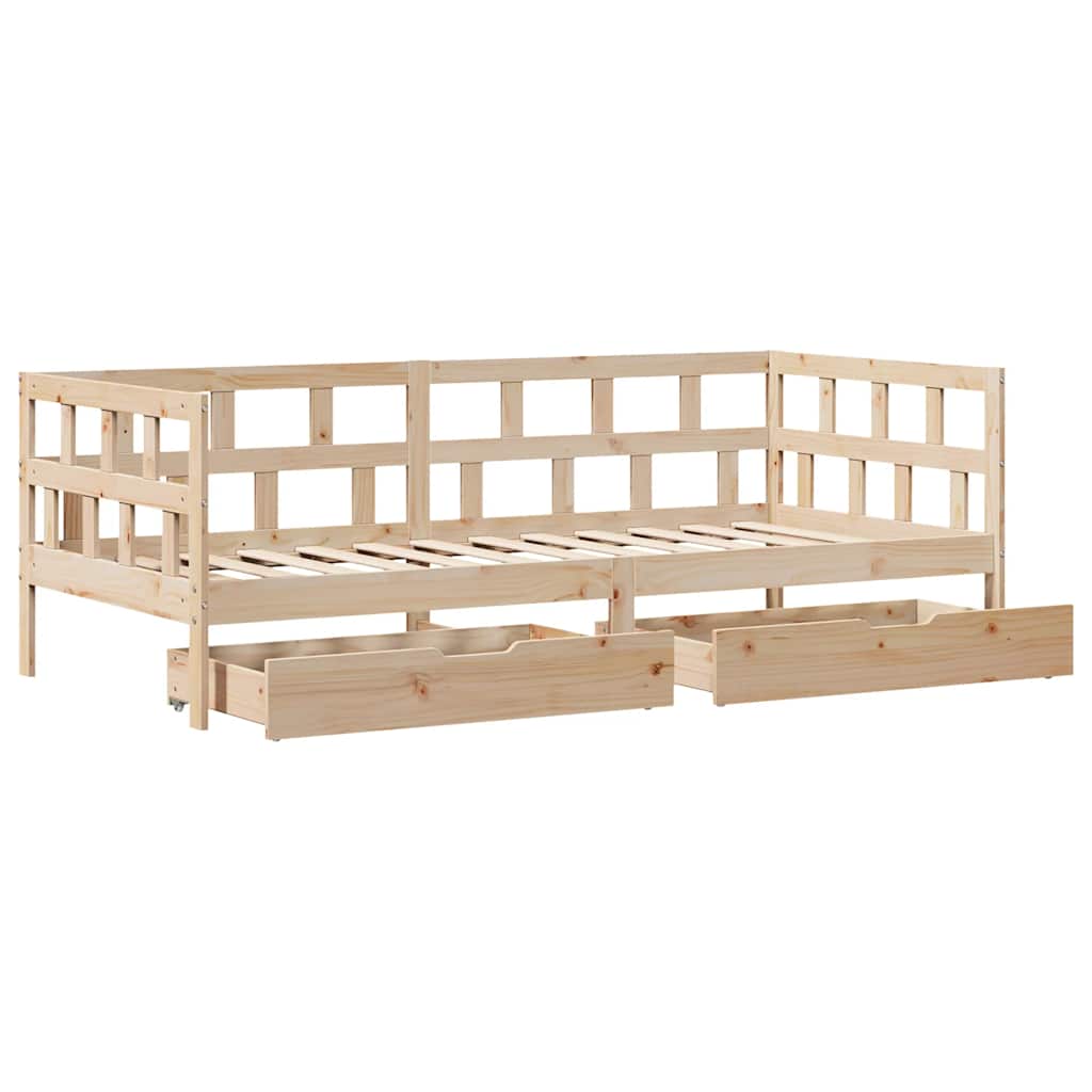 Dnevni krevet s ladicama bez madraca 90 x 190 cm masivno drvo