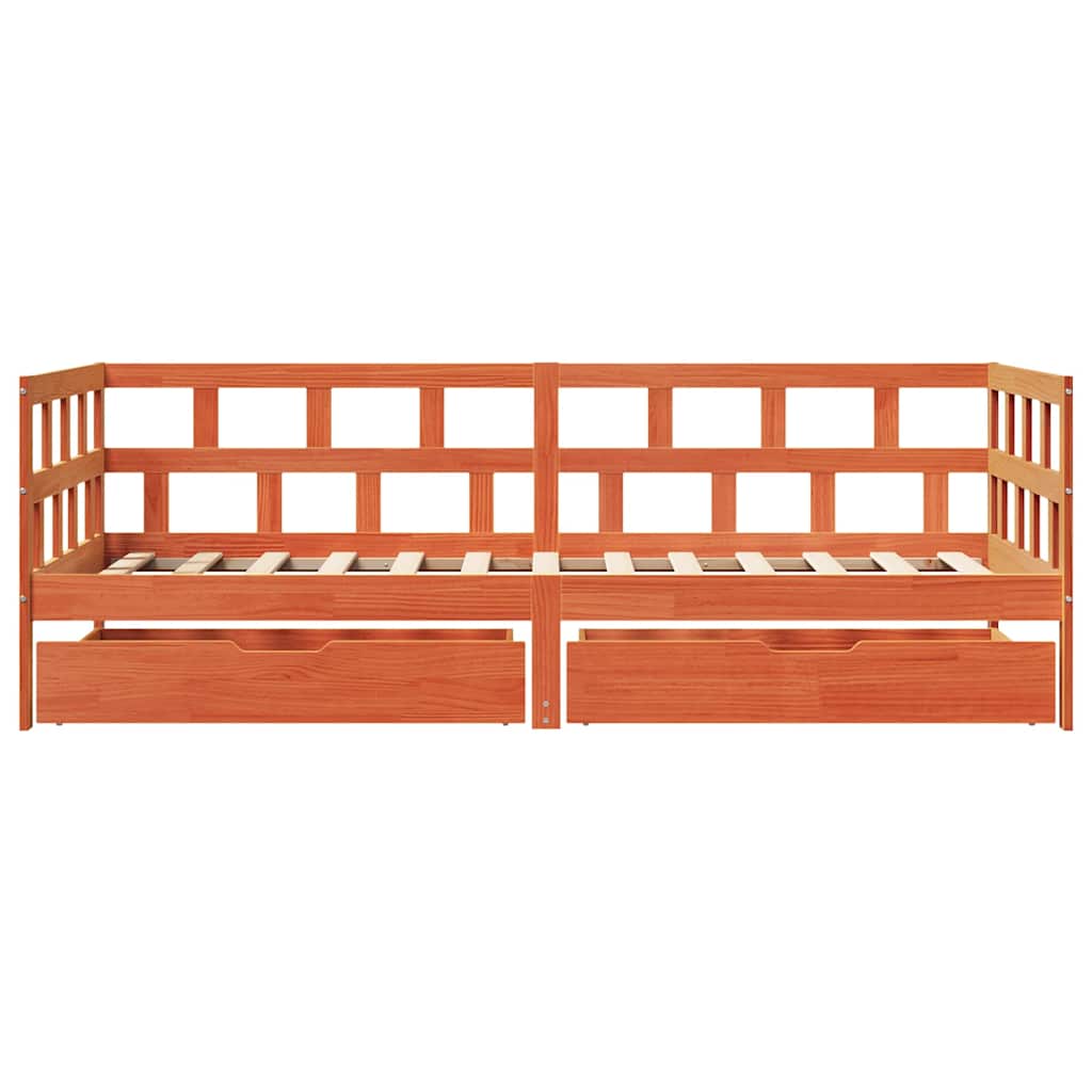 Dnevni krevet s ladicama bez madraca 90x200 cm masivno drvo