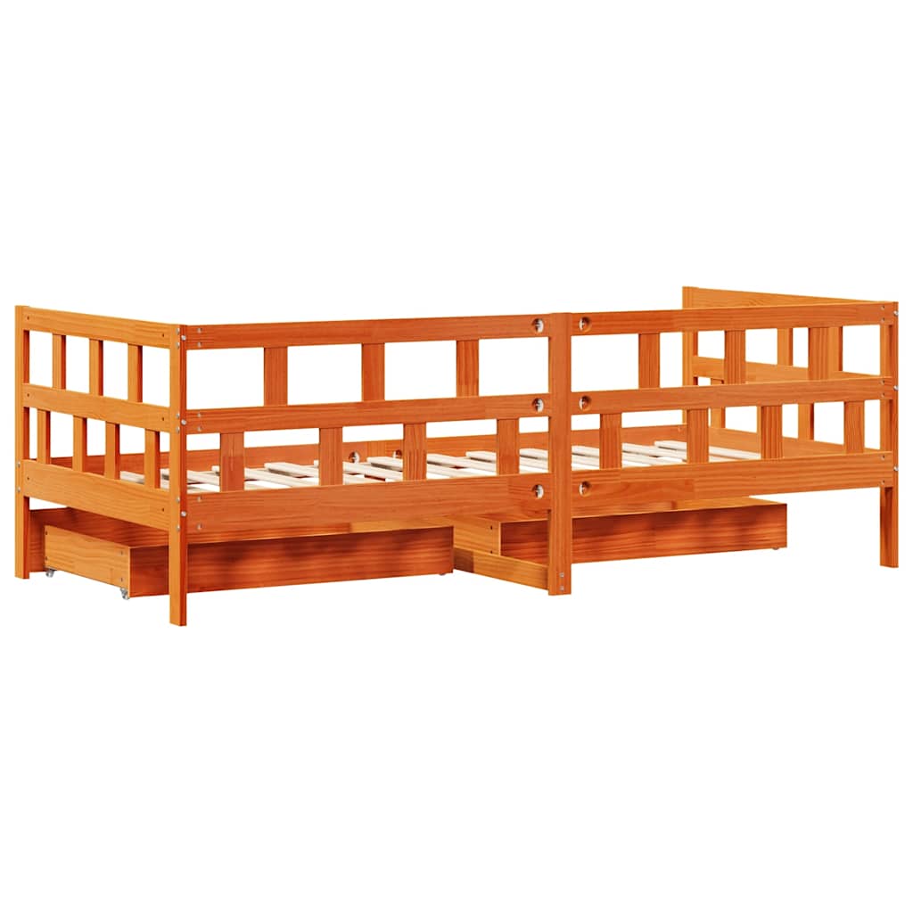Dnevni krevet s ladicama bez madraca 90x200 cm masivno drvo