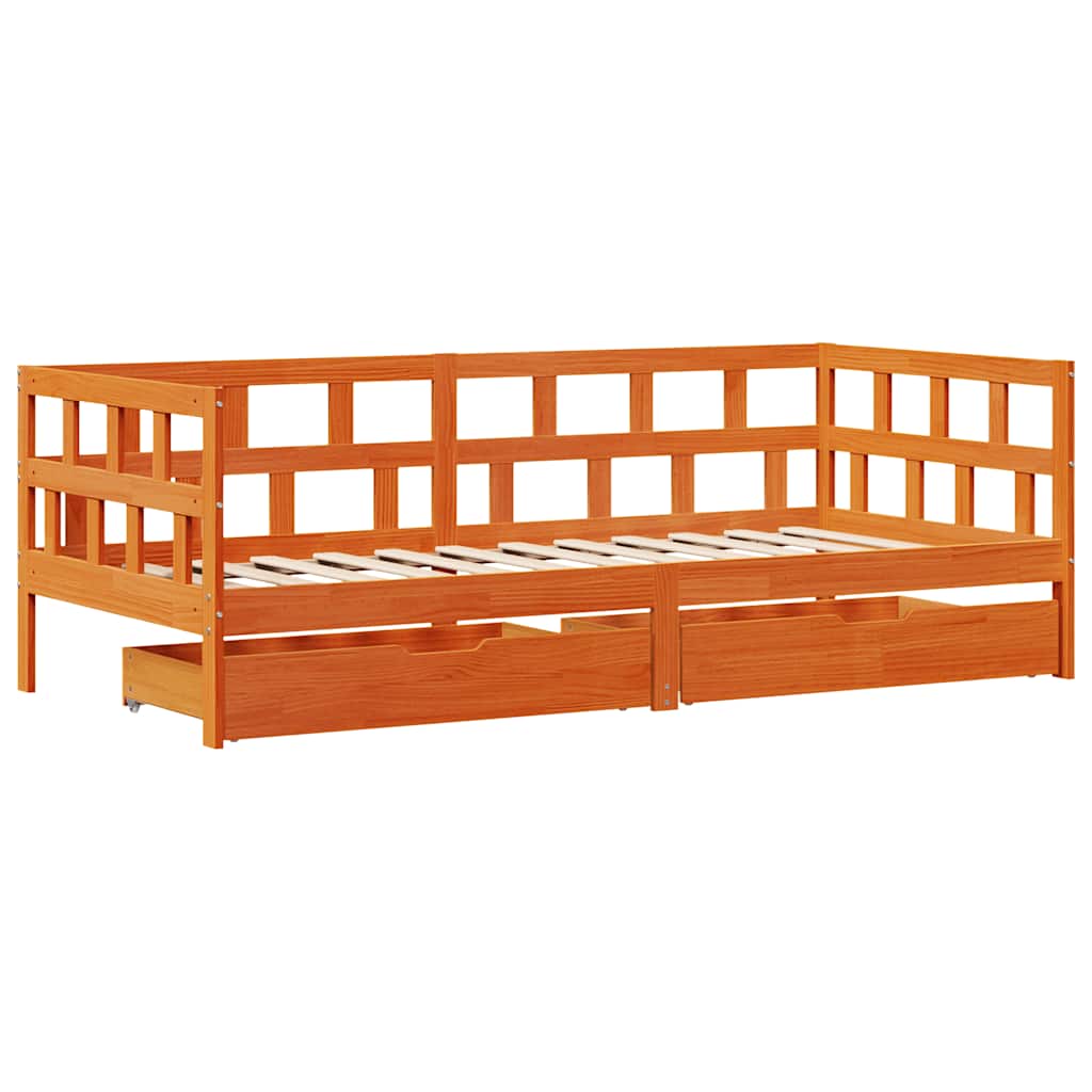 Dnevni krevet s ladicama bez madraca 80x200 cm masivno drvo