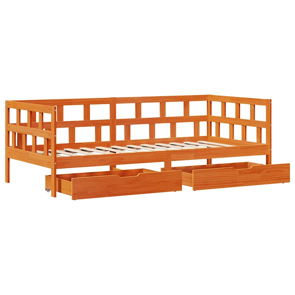 Dnevni krevet s ladicama bez madraca 80x200 cm masivno drvo